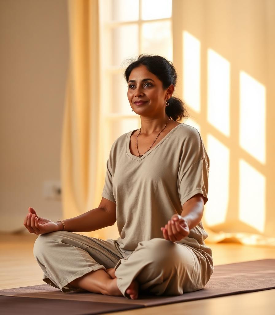 Instructor A seated in a quiet, sunlit studio